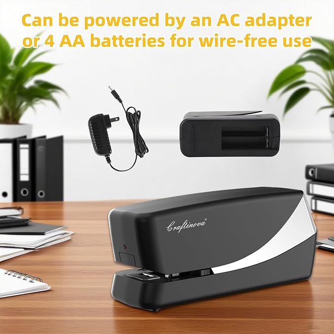 Electric Stapler, Automatic Stapler, Include 2000 Staples and 1 Staple Remover, Heavy Duty, Store 210 Staples，AC or Battery Powered, 25 Sheet Capacity.
