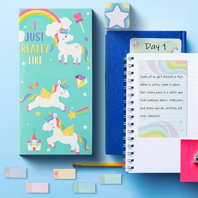 Xqumoi I Just Really Like Magic Horse Sticky Notes Set, 550 Sheets, Cute Magic Horse Self-Stick Notes Pads Animal Divider Tabs Bundle Writing Memo Pads Back to School Office Supplies Small Gift