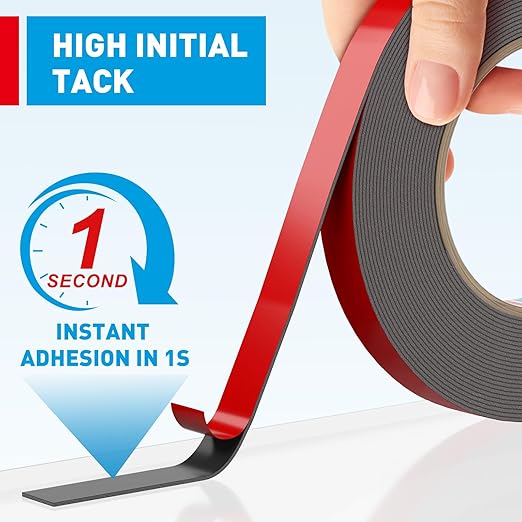 EMITEVER Double Sided Tape Heavy Duty, Tesa Adhesive Mounting Tape Waterproof, 0.59IN x 27FT Strong Acrylic Foam Tape for Walls, Automotive, Home Office Decor