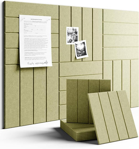 Large Felt Bulletin Board 48" x 36" Cork Board Alternative - 6 Pack with 40 Safe Removable Adhesive Tabs, Cork Boards for Walls Cork Board for Home Office Classroom Pin Board (Olive Green)