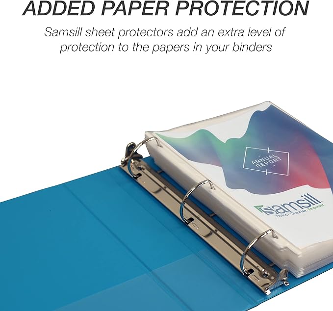 Samsill Durable 2 inch 3 Ring Binder, Made in USA, D Ring Binder, FSC 100% Recycled Chipboard, Marine Assortment, 4 Pack