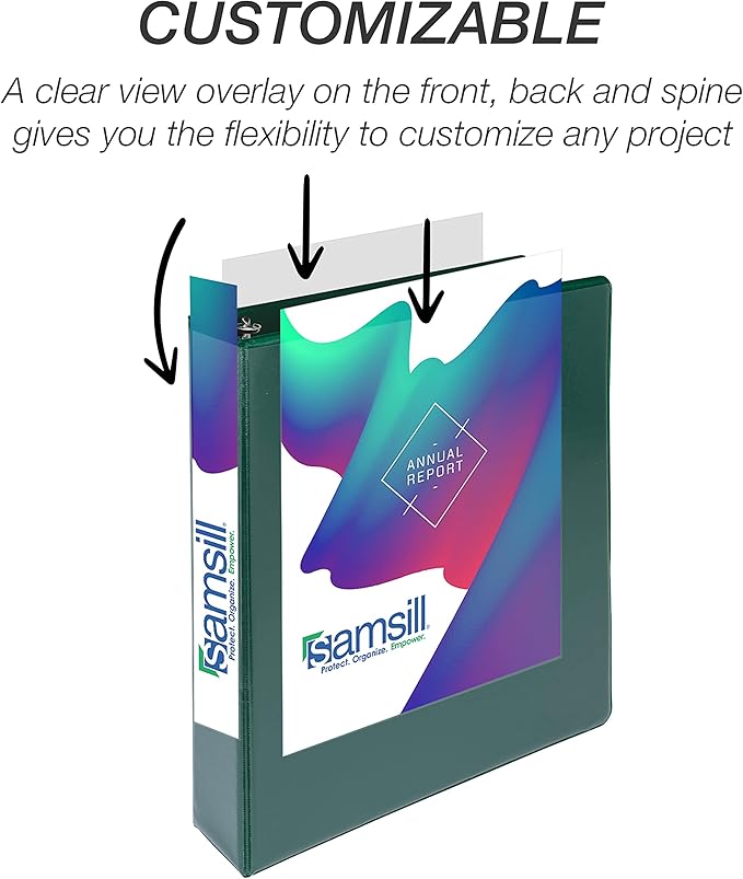 Samsill Durable 1.5 inch 3 Ring Binder, Made in USA, D Ring Binder, FSC 100% Recycled Chipboard, Basic Assortment, 12 Pack