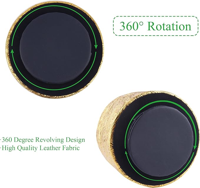 lizimandu Round Leather Art Supply Organizer,Remote Control Holder,360 Degree Spinning,Multi-Functional Pencil Holder,4 Compartments Desktop Stationary Organizer(1-Carved Gold)