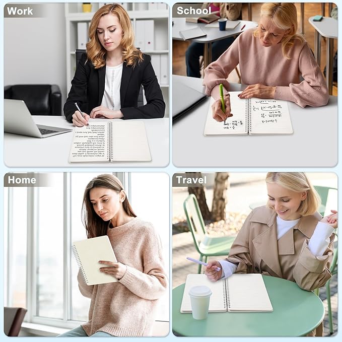 Lined Spiral Journal Notebook, A5 Hardcover Leather Notebook for Work, 5.7''×8.2'', 100GSM Thick Paper Spiral Bound Journaling Notebook for Women Men Office School Note Taking Business, Morandi Cream