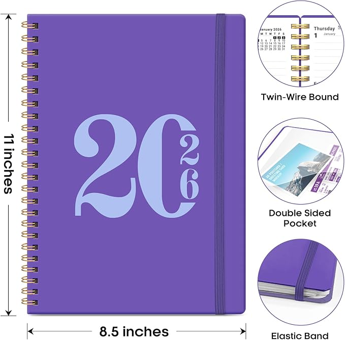 2026 Planner, Weekly and Monthly Calender Planner, Jan 2026 to Dec 2026, Hardcover 2026 Calendar Planner Book with Tabs & Inner Pocket, Office Home School Supplies for Women & Men - A4 (8.5" x 11"), Periwinkle Blue