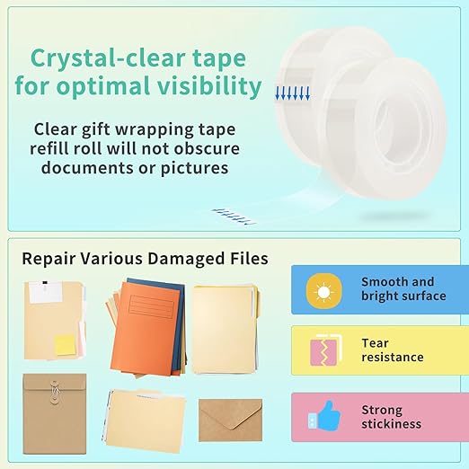 OWLKELA 4 Rolls Transparent Tape Refills, Clear Tape, All-Purpose Transparent Glossy Tape for Office, Home, School