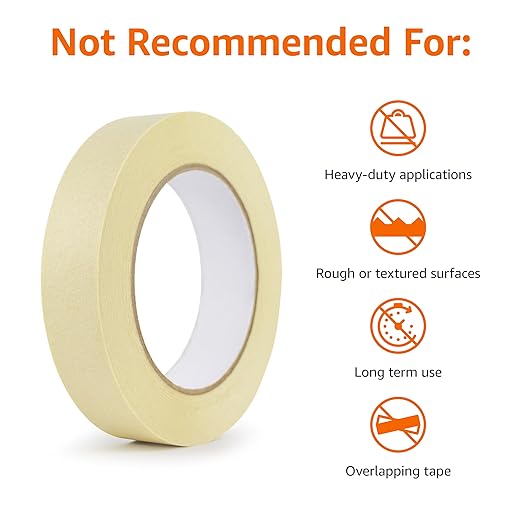 Amazon Basics Masking Tape, 0.94 inch by 180 feet, 6 Rolls, Beige