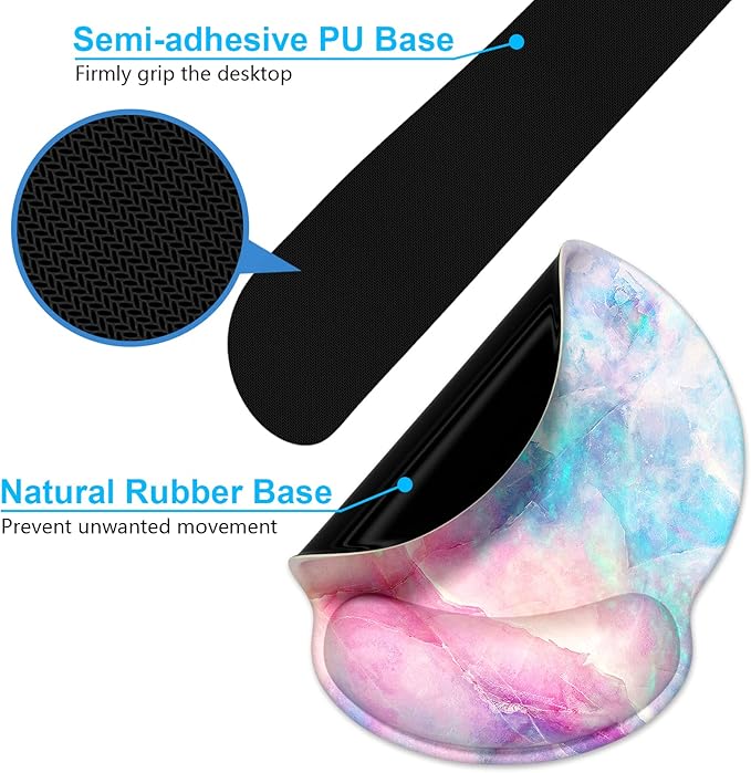 Dapesuom Keyboard Wrist Rest and Mouse Pad with Wrist Support, Cute Memory Foam Cushion for Keyboard and Mouse Set, Desktop Pad Rests with Non Slip Base for Easy Typing & Pain Relief, Colorful Marble