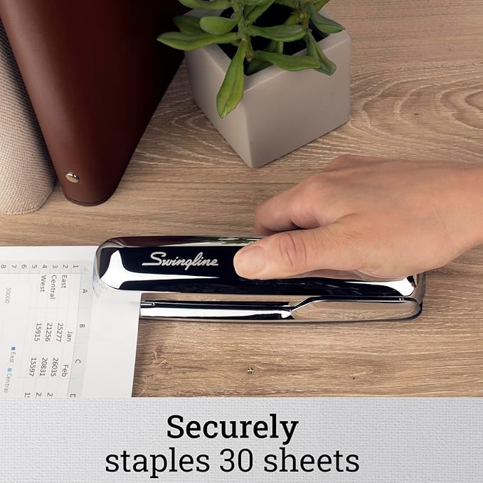 Swingline Stapler, 30 Sheet Capacity, 747 Business Stapler, Jam Free, Metal, Silver Chrome (74720)