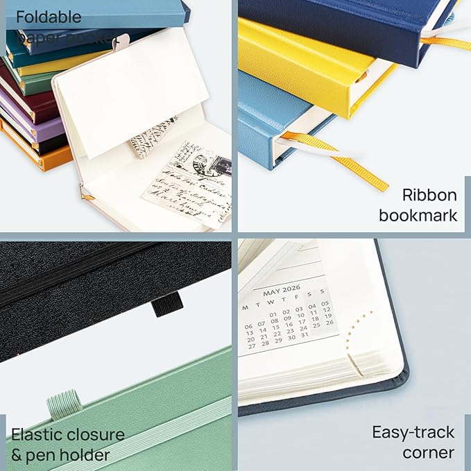 POPRUN 2026 Planner (Pocket Size 4''x 6.25'' Hardcover) - Small Calendar for Purse with Hourly Schedule & Vertical Weekly Layout, Monthly Calendars, 100 GSM - Orange