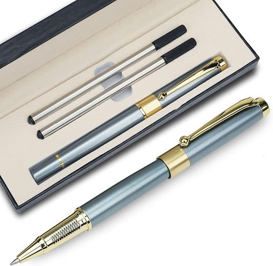 YIVONKA Ballpoint Pen Black Refill,Luxury Ballpoint Line width 0.5mm,Best Ball Pen Gift Set for Men & Women Professional Executive,Office,Nice BallPens Classy Gift Box (Blue)