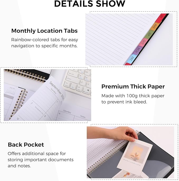 SKYDUE 2026 Appointment Book, 8.5" x 11", Hourly Planner with 15 & 30-Minute Increments, Weekly & Monthly Planner for January - December 2026, Perfect for Daily Planning, Black