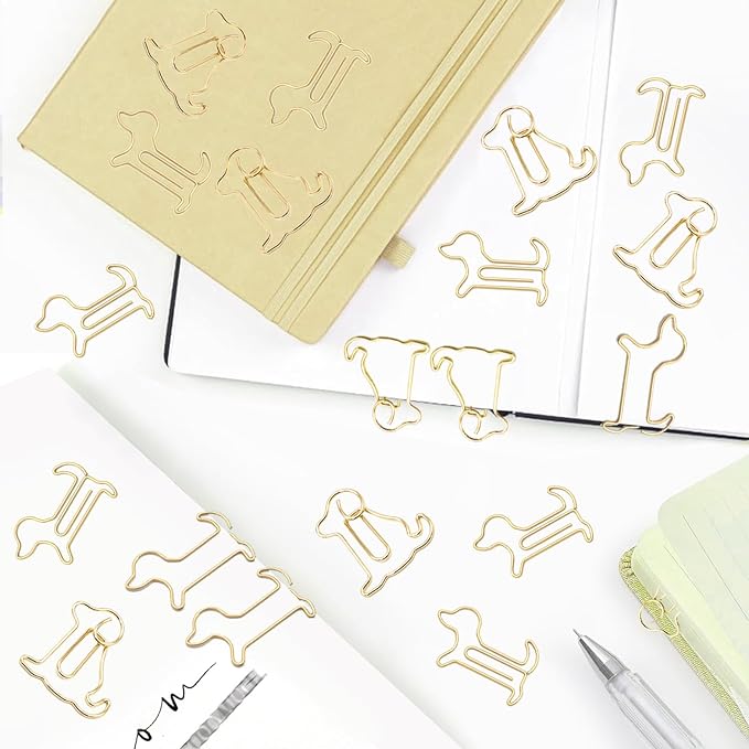 80 Pcs Gold Dog Creative Metal Paper Clips - Fun Office Supplies for Dog Lovers (Gold Dog)