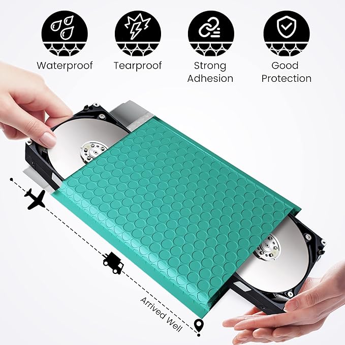 Fuxury Bubble Mailers 6x10" 100 Pack Teal Padded Envelopes Usable Size 6x9" Mailing Envelopes Bubble Padded Opaque Shipping Bags for Mailing,Packaging, Small Business, Boutique #0