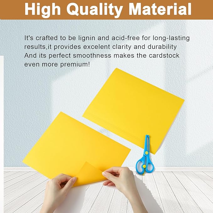 40 Sheets Yellow Cardstock 8.5 x 11 Crafts Paper, 200gsm/75lb Heavyweight Card Stock Printer Paper for DIY Cards Making, Certificates, Wedding Invitations, Menus, Birthday Decorations, School