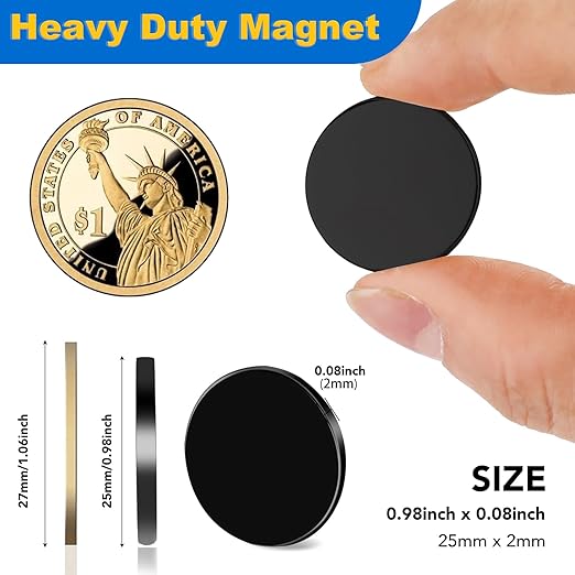 LOVIMAG Neodymium Disc Magnets, 60 Pack Small Strong Magnet Heavy Duty, Black Strong Adhesive Magnets for Fridge, Craft, Whiteboard, Office, Scientific and DIY Magnet - 0.98 inch x 0.08 inch