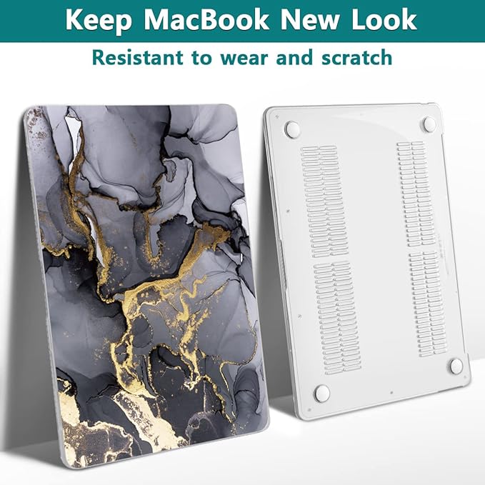 Teryeefi Compatible with MacBook Pro 13 inch Case M1 M2 Chip A2338 A2289 A2251 A2159 A1989 A1706, Plastic Hard Shell & Keyboard Cover for 2016-2020 2022 MacBook Pro 13 Touch Bar,Gray Marble