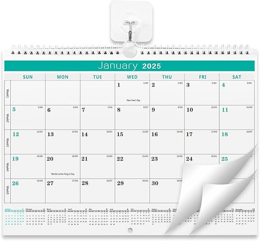 Wall Calendar -Calendar 2025-2026 from Jan. 2025 to Jun. 2026,18 Months Calendar,13.7"×11"Thick Paper with festival Dates and Ruled Blocks for Home or Office New Year and Christmas Gifts