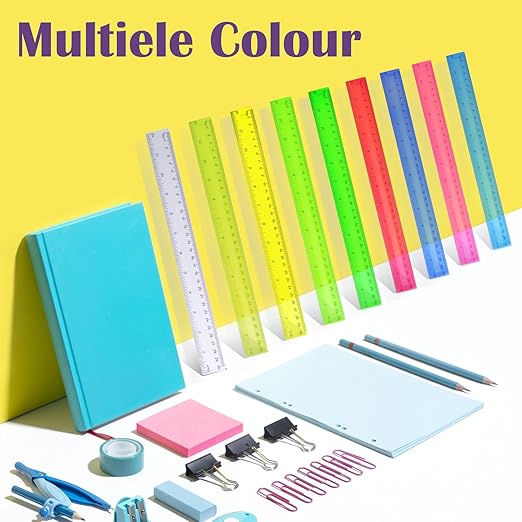 630 Pcs 12 Inch Plastic Rulers Bulk Color Clear Ruler Assorted Color Metric Straight Ruler with Inches and Centimeters for Kids School Classroom Student Back to School Office Gifts Supplies 9 Colors