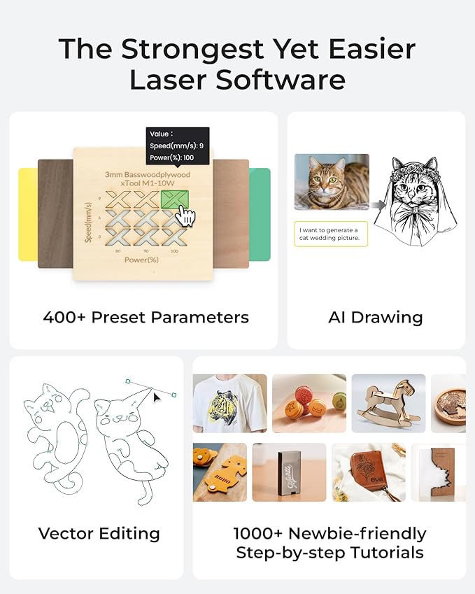 xTool S1 20W Laser Engraver and Cutter Machine with Air Assist & Honeycomb, 23.93" x 15.16" Bed Size, Beginner-Friendly, Laser Engravering Machine for Wood and Metal, Acrylic, etc. - Basic Bundle