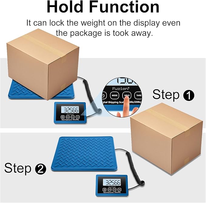 Fuzion Shipping Scale, 440LBs x 10g Postal Scale, Durable Alloy Steel Platform, Heavy Duty Scale for Packages, Postage, Luggage