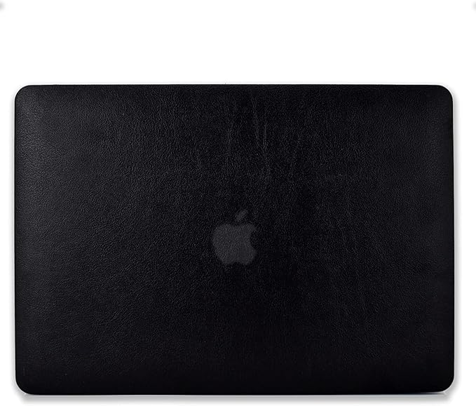 Compatible for M4 MacBook Air 13 inch Case 2025 2024-2022 M3 M2 Model A3240 A3113 A2681, Litchi Grain Textured Leather Hard Shell Protective Case & Keyboard Skin for MacBook Air 13.6 inch Cover, Black