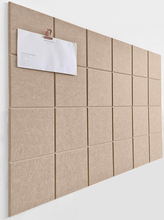 Cork Board 24 x36 Alternative - 6 Pack Felt Wall Tiles with Safe Removable Adhesive Tabs, Cork Boards for Walls Cork Board for Home Office Pin Board Tack Board - Camel