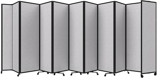 Versare Room Divider 360 Portable Wall Partition | Folding Panels | Large Freestanding Divider | Locking Wheels | Temporary Room Separator