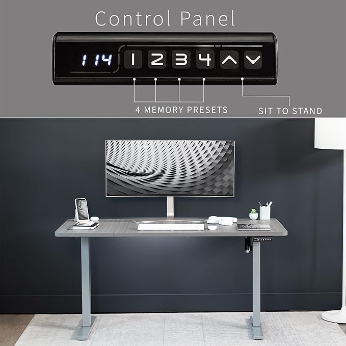 VIVO Electric 60 x 30 in Standing Desk, Memory Height Adjustment, 1B Series, Dark Gray Top Gray Frame, DESK-KIT-1G6G-30