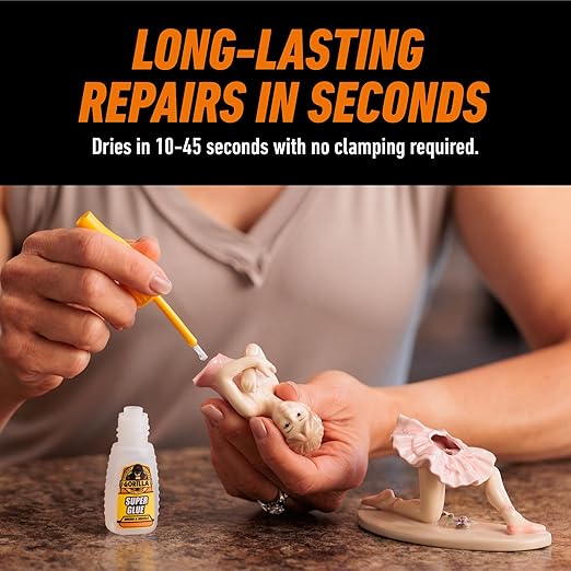 Gorilla Super Glue with Brush & Nozzle Applicator, Clear Glue, 12 Gram (Pack of 24) - All Purpose and Fast Setting for Projects and Repairs