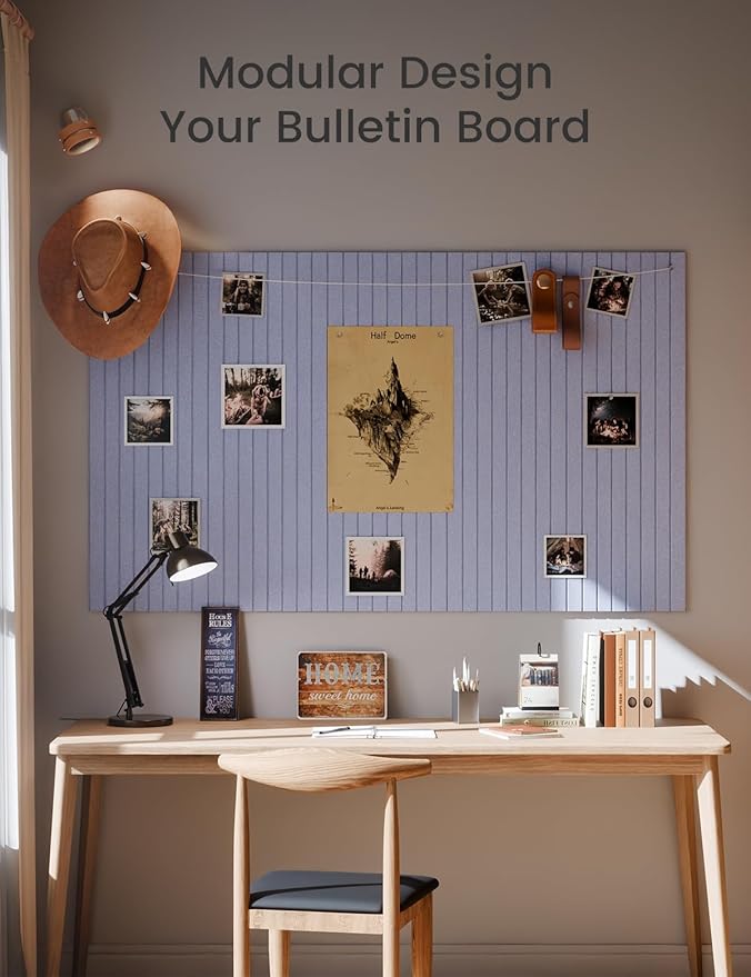 Large Felt Bulletin Board 36" x 24" Cork Board Alternative-6 Pack with 40 Safe Removable Adhesive Tabs, Cork Boards for Walls for Home Office Classroom Pin Board (Soft Periwinkle)