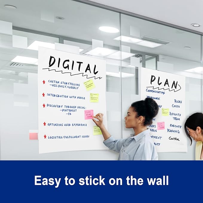 Comix Sticky Easel Pad, 25 x 30 Inches Flip Chart Paper for Teachers, Large Self Stick Easel Paper for Office School Classroom Supplies, 30 Sheets/Pad, 4 Pads/Pack