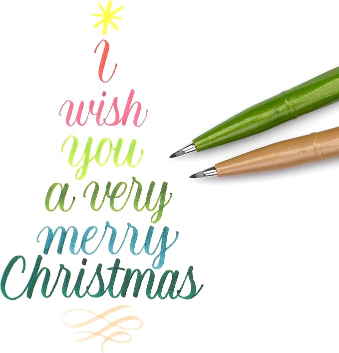 Pentel Arts Sign Pen Brush Tip, Assorted Colors, 12 Pack Box (SES15C2PC12)