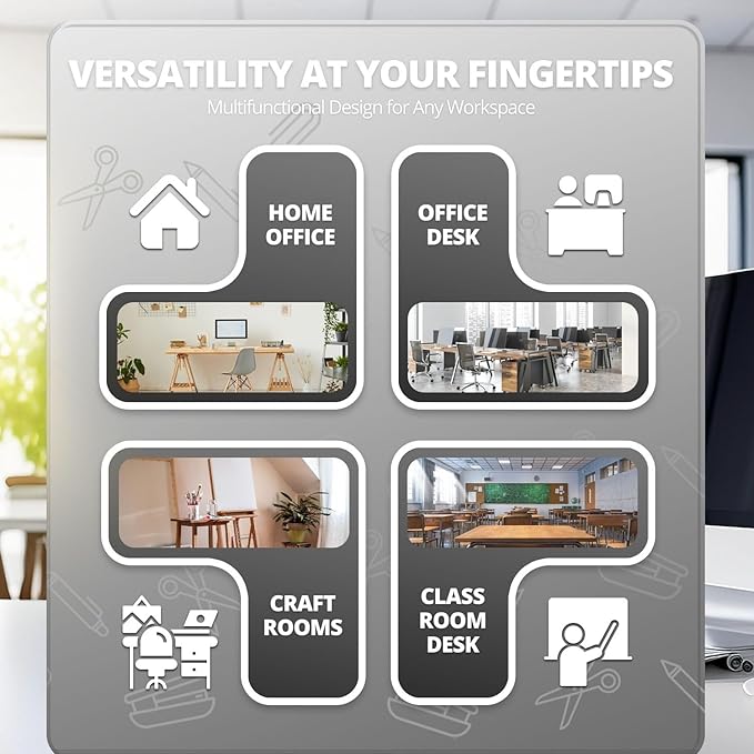 Flexzion Desk Caddy Organizer Set (Silver Gray) - Metal Mesh Desktop Caddy with Drawers, 6 Compartments, and Pencil Holder for Women & Men - Desktop Organizer and Storage for Work or Office Supplies