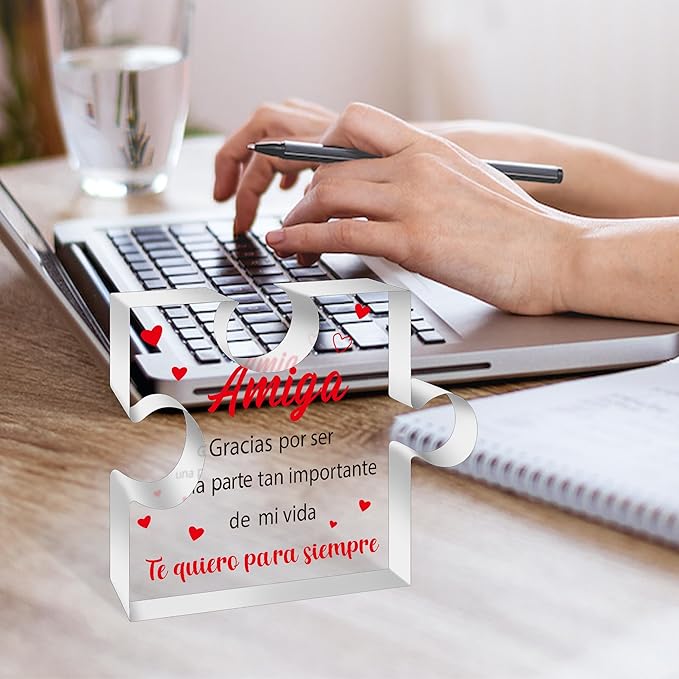 Yopyame Spanish Friends Birthday Gifts - Regalos para Amiga Acrylic Puzzle Plaque Best Friendship Acrylic Desk Sign Te quiero para siempre Keepsake Paperweight in Spanish for Best Friend Birthday Gift