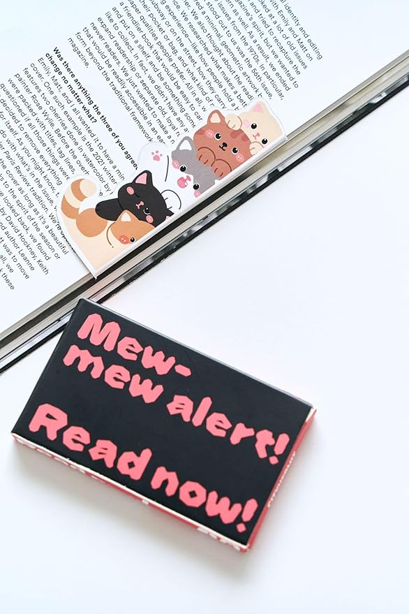 5pcs Cute Magnetic Bookmark, Funny Peeping Cat Book Marker Clip for Teachers, Students, Book Lovers Gifts, Printing on 2 Side