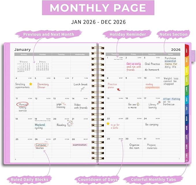 EMSHOI 2026 Appointment Book, A4 15-Minute Hourly Planner, JAN 2026 - DEC 2026, Daily Weekly Monthly, 100GSM Thick Paper, PVC Cover, Colorful Tabs - for Work, School, Salon Scheduling