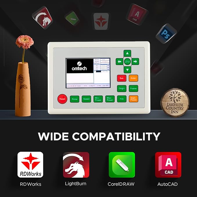 OMTech 90W CO2 Laser Engraver, 20x28 Inch Laser Engraving Machine with Autofocus Autolift 4 Way Pass Air Assist Water Pump, Commercial Laser Cutter Cutting Etching Machine for Wood Glass Acrylic More