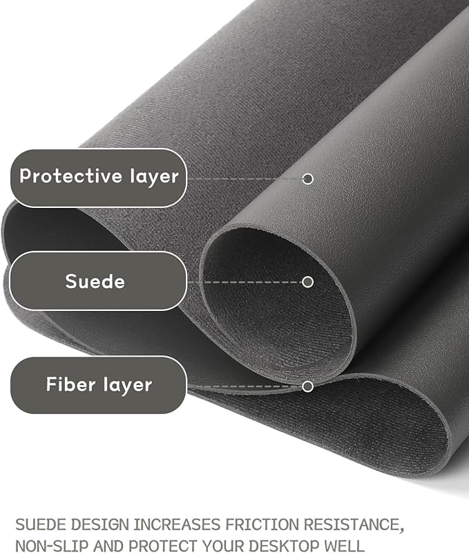 YSAGi Non-Slip Leather Desk Pad, Waterproof Laptop Computer Desk Keyboard Mat, Table Protector Blotter Mat, Large Mouse Pad for Office/Work/Home/Decor(Dark Gray, 31.5" x 15.7")