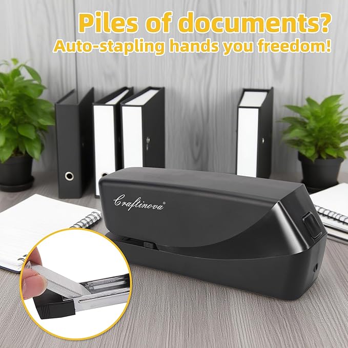 Electric Stapler,Automatic,Inclued 2000 Staples and 1 Staple Remover, Heavy Duty Can Store 210 Staples，AC or Battery Powered Stapler Heavy Duty, 25 Sheet Capacity.