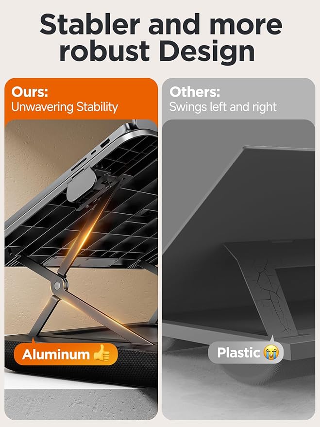 SAIJI Height & Tilt Adjustable Lap Desk, Portable Laptop Stand for Bed, Car, Couch and Recliner, Foldable Lap Desks - Up to 15.6 Inch Laptops