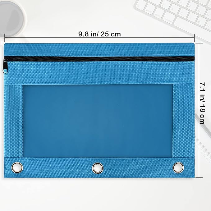 Gloween Pencil Pouch for 3 Ring Binder, 2 Pack Pencil Pouches/Cases with Zipper, Durable Binder Pencil Pouch/Bag for Office School Supplies (Sky Blue)