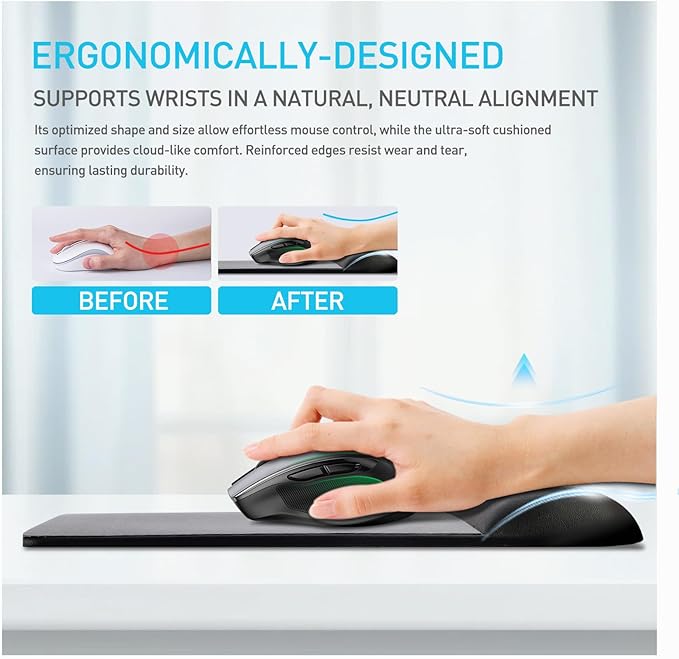 UnivoColors Design-Wave Wrist Rest Mouce Pad,PE Mouse Sliding Panel+Artificial Sheepskin+Memory Foam+Ergonomic+Anti-Slip Gel,Resilience Support During Work and Gaming,Mouce Accessory,Yellow