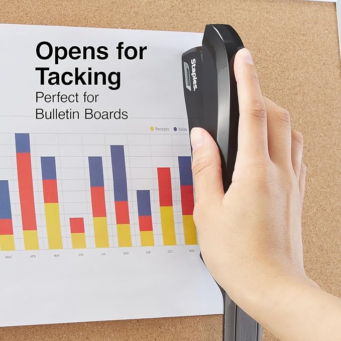 Staples One-Touch Desktop Stapler, 20 Sheet Capacity, Black (44436)