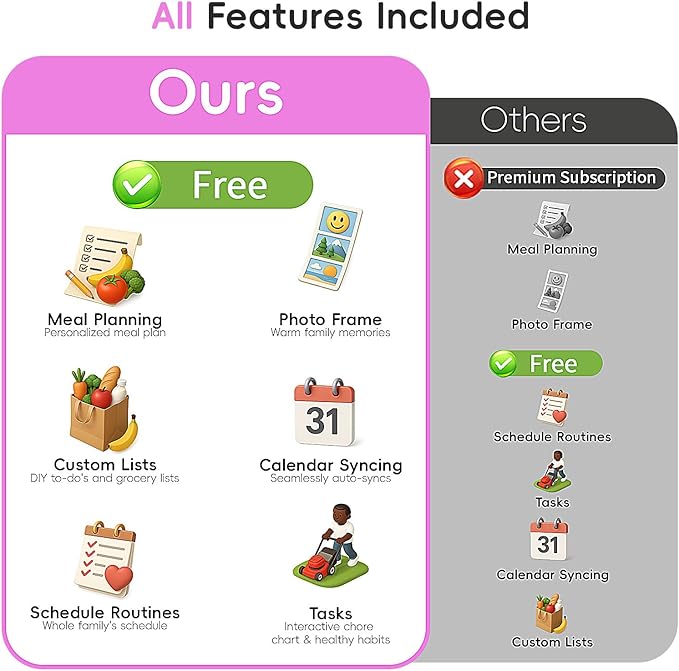 Westsee 15.6" Digital Wall Calendar Frame – Interactive Touchscreen Eletronic Calendars, Smart Family Planner for Schedule, Photo Display, Meals, Chore Chart & Tasks, Wall & Desk Mountable (Pink)