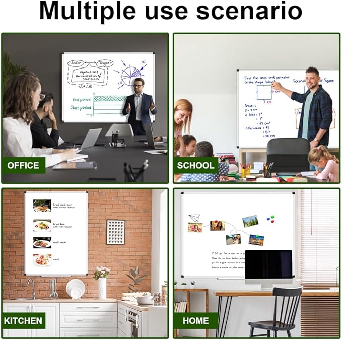 XBoard Porcelain Magnetic Dry Erase Board 48 x 36 Inch, Porcelain Whiteboard Aluminium Frame & Marker Tray