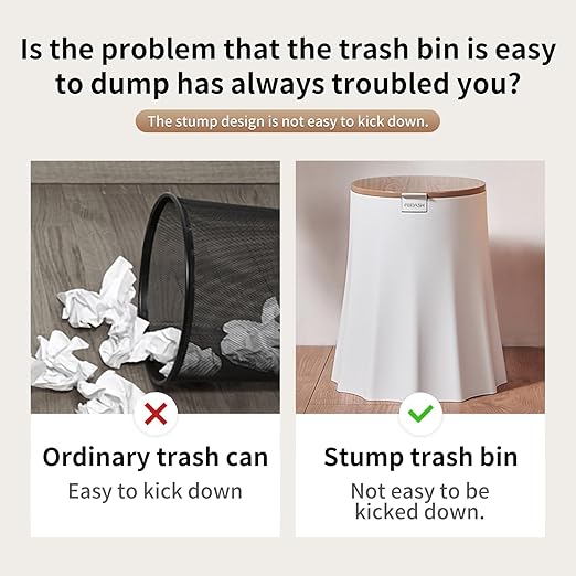 Bedroom Trash Can with Lid, 10L Office Trash Bin with Press Top Lid, Dog Proof White Garbage Can, Modern Nordic Waste Basket, 3 Gallon Plastic Garbage Bin for Home, Bathroom, Kitchen (White)