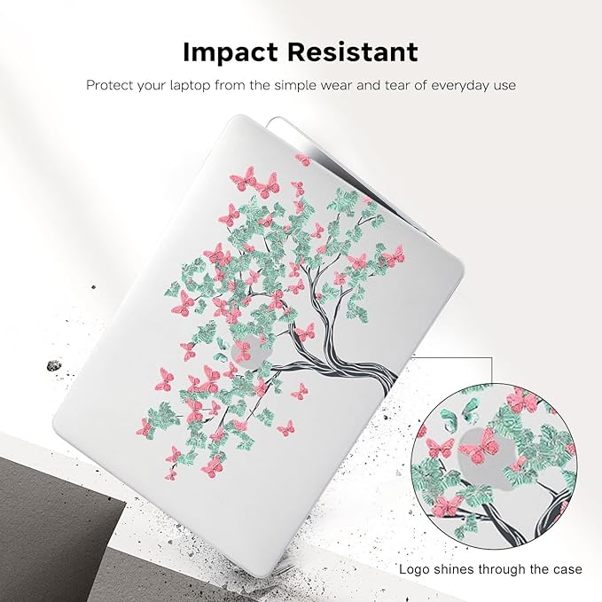 Cute Clear Print Case for MacBook Air 13 inch 2025-2022 M4 A3240 M3 A3113 M2 A2681,for Mac Air13 M4 Sturdy Pattern Plastic Hard Shell&Keyboard Cover for MacBook Air 13.6 Cases,Butterfly Tree