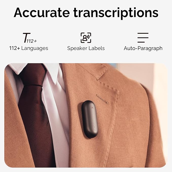 NotePin AI Voice Recorder, Voice Recorder with Neck Strap Lanyard, Transcribe & Summarize with AI Technology, 64GB Memory