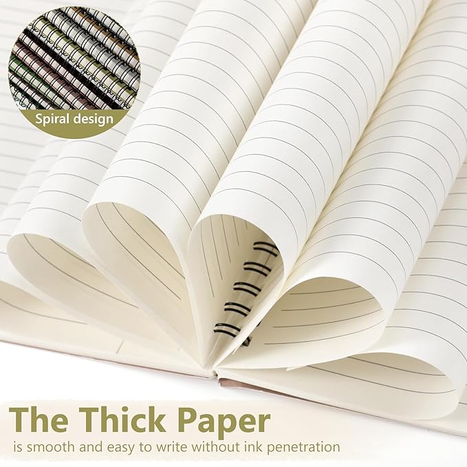 Fuutreo 12 Pcs Spiral Notebook for Work A5 8.3 x 5.7 Inch College Ruled Spiral Journal Notebook Kraft Cover Ruled Paper, 12 Color, 60 Sheets, 120 Pages for Office School (Jewel Color)